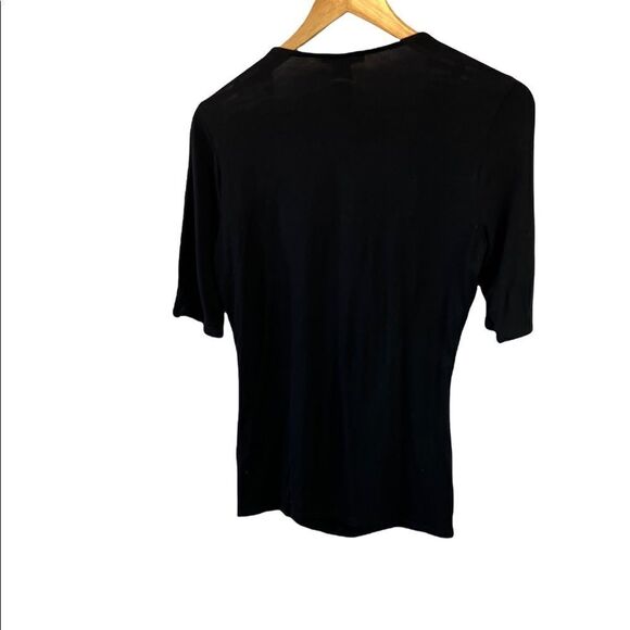 WHITE HOUSE BLACK MARKET Front Ruched Scoop Neck Fitted 3/4 Sleeve Top S - Picture 3 of 8